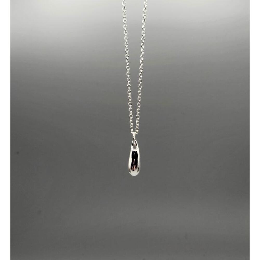 18" Silver Plated Water Drop Necklace | Minimalist Everyday Style - Picture 6 of 9